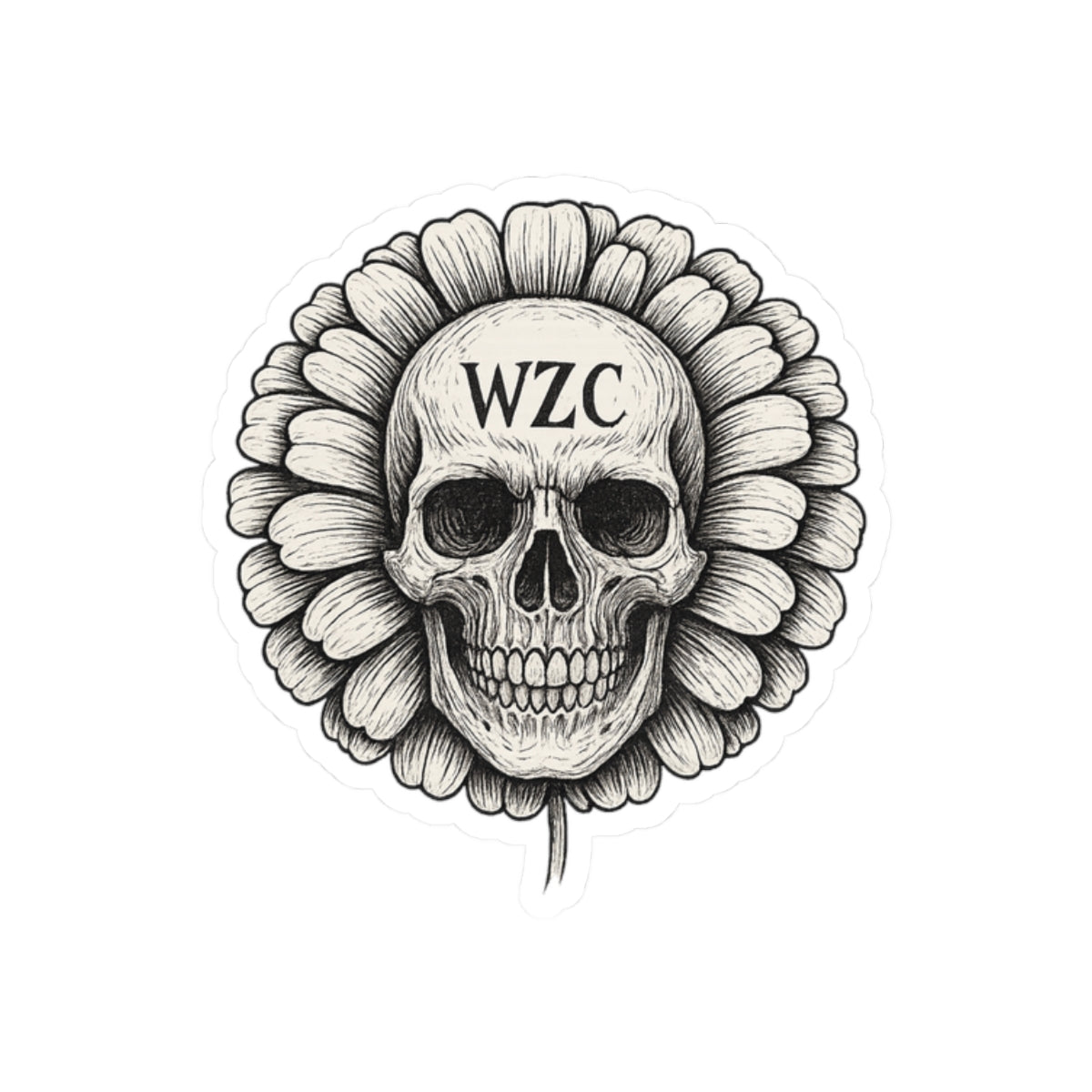 Gothic Floral Skull Sticker
