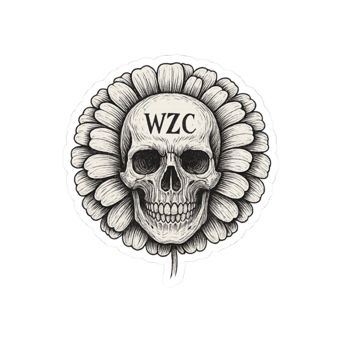 Gothic Floral Skull Sticker