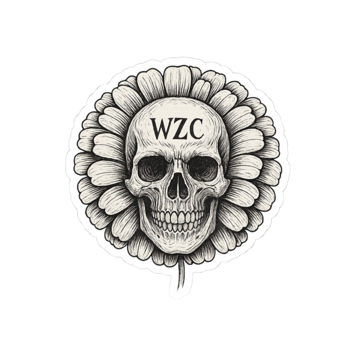 Gothic Floral Skull Sticker