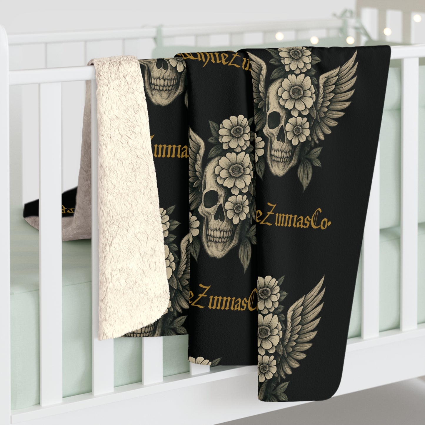 Gothic Winged Sherpa Fleece Blanket
