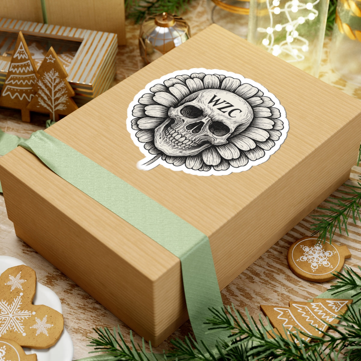 Gothic Floral Skull Sticker