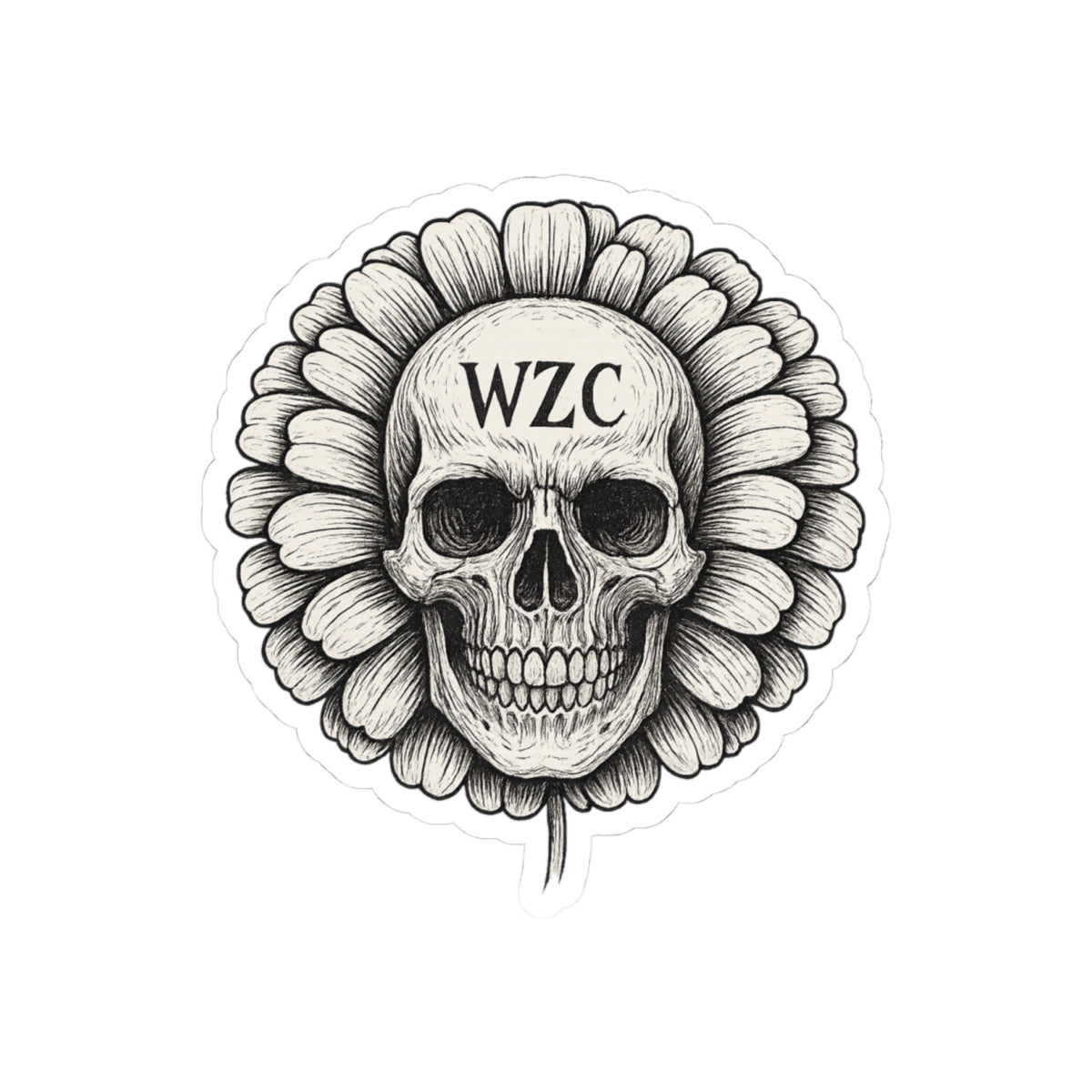 Gothic Floral Skull Sticker