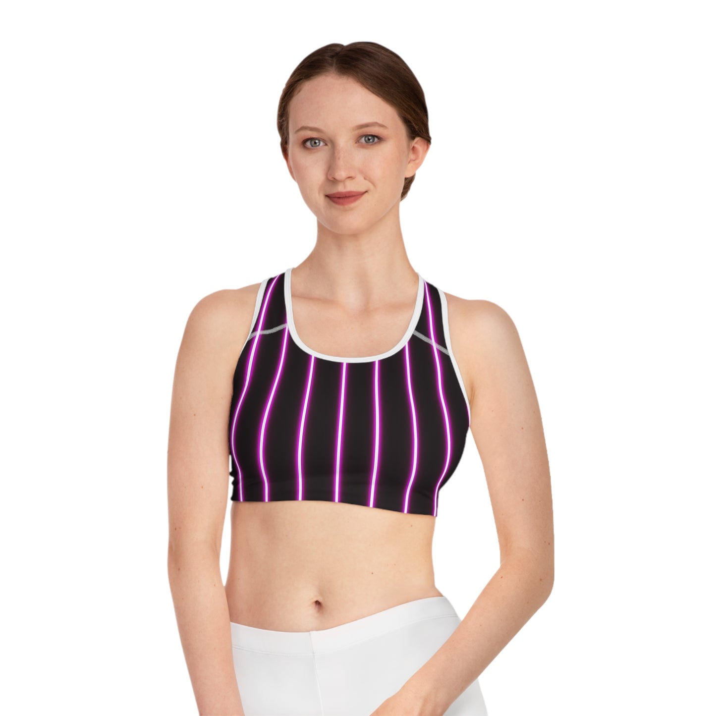Neon Pinstripe Sports Bra