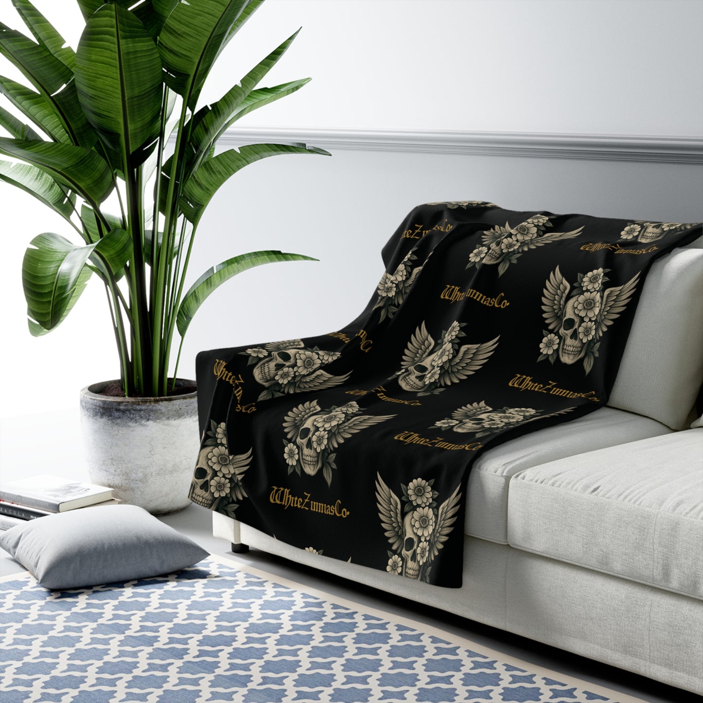 Gothic Winged Sherpa Fleece Blanket