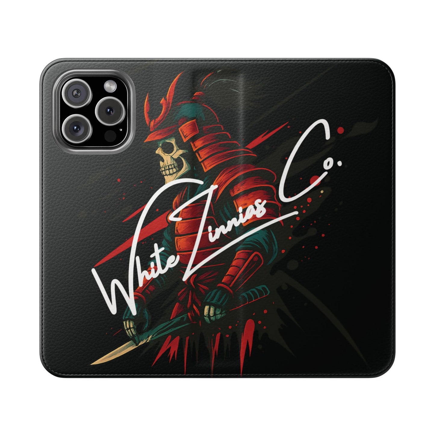 Samurai Skull Flip Wallet Phone Case