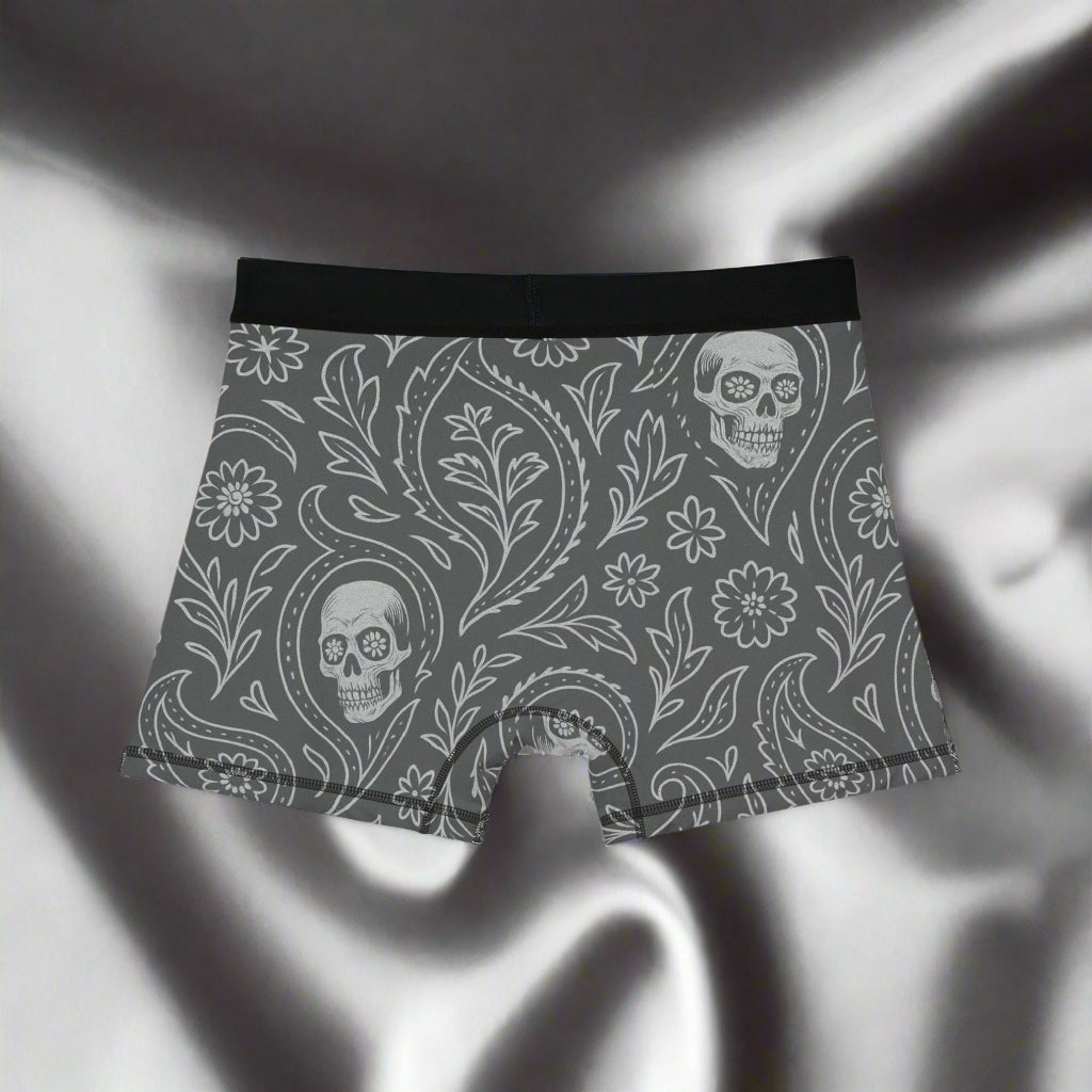 Men’s White/Grey Skull Paisley Boxer Briefs