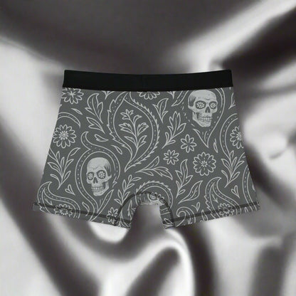 Men’s White/Grey Skull Paisley Boxer Briefs