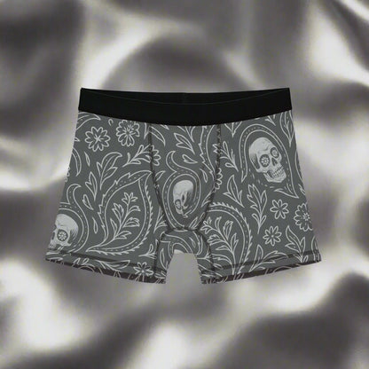 Men’s White/Grey Skull Paisley Boxer Briefs