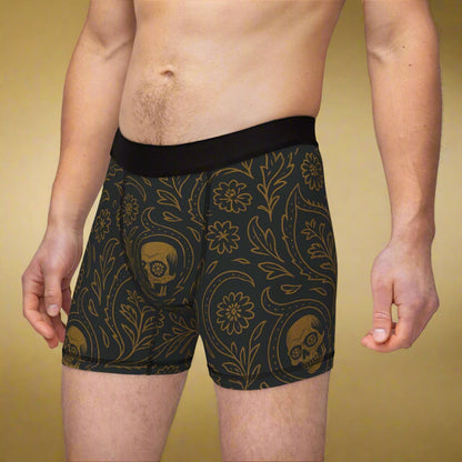 Men’s Black/Gold Skull Paisley Boxer Briefs
