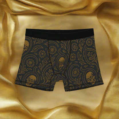 Men’s Black/Gold Skull Paisley Boxer Briefs