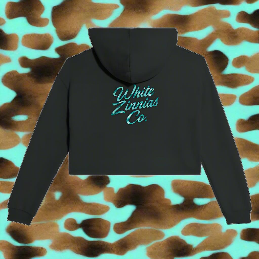 Skull & Florals Cropped Hoodie for Women, Streetwear Aesthetic Pullover, Soft Fleece Crop Top Sweatshirt, Gift for Her